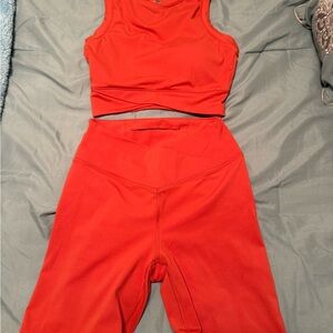 Mano Women's orange short Set workout gym